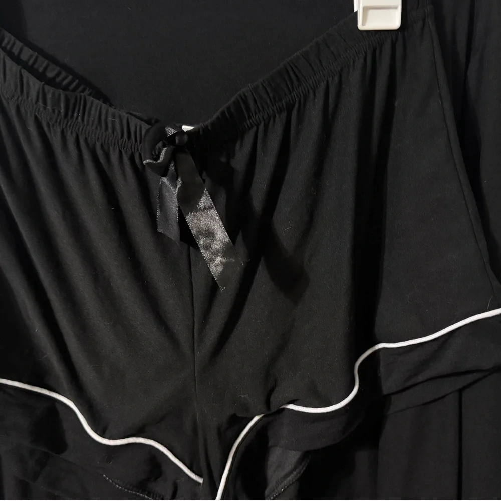 Black Women's Pajama Top with White Trim - Picture 3 of 3